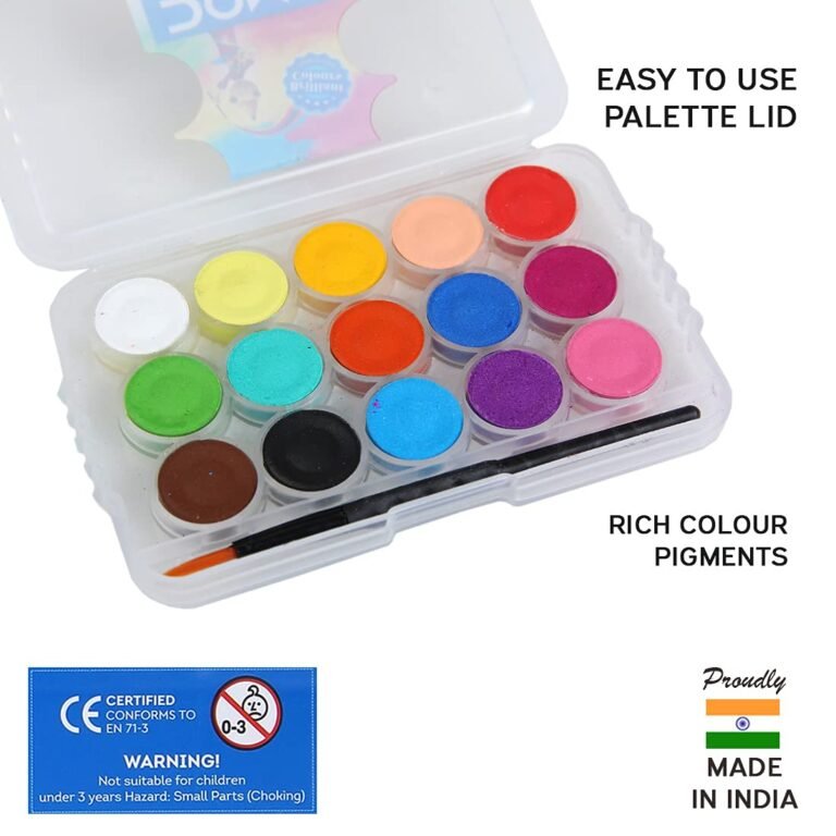 Doms Non-Toxic 15mm Water Colour Cake Set with Paint Brush and Plastic ...