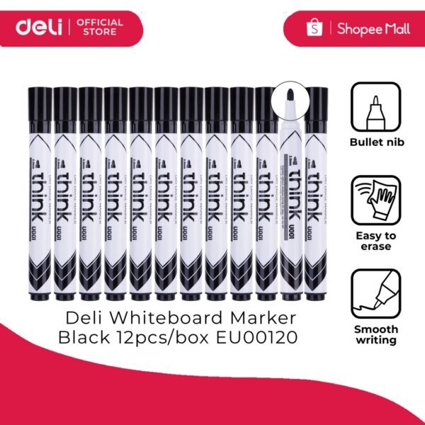 Deli	EU00120	White Bord Marker (Black) 12pcs/Box