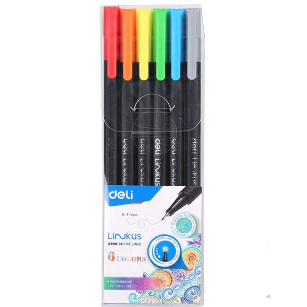 Deli EQ90006 Fine Liner Pen Pack of 6 Colors