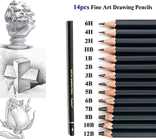 kasimir 14pcs/set Professional Graphite Sketching charcoal Pencils Set for Drawing