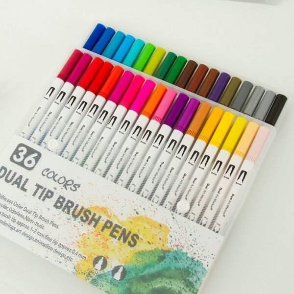 36 Pcs Dual Tip Brush Pens Art Markers Set 0.4mm Fineliner Tips