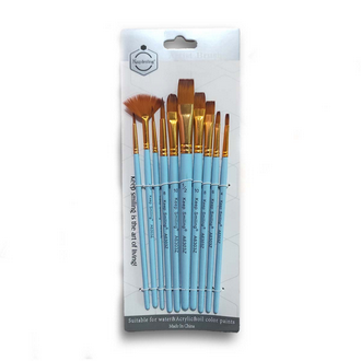 Keep Smiling 10 pcs Flat, Round and Fan brush mix set A6303Z