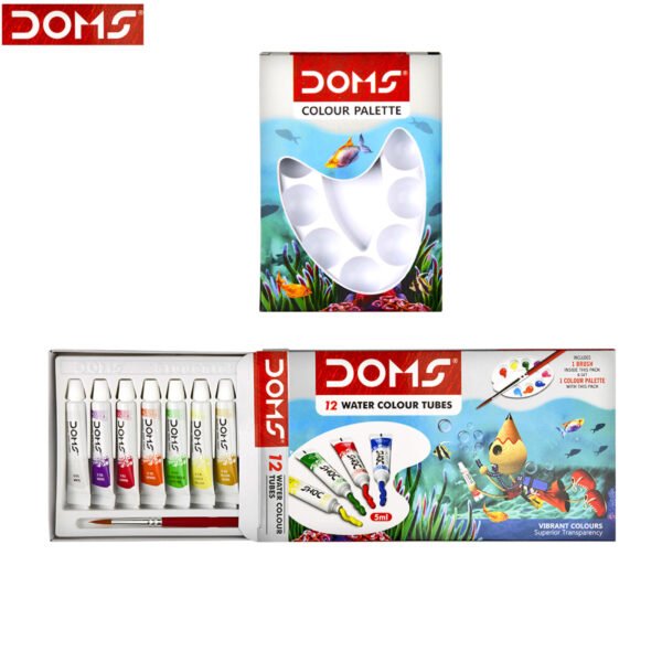 DOMS Water Color Tube 5ml 12 Shades , Free : 1 Brush + 1 color palette