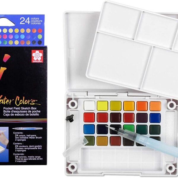 Sakura KOI, 24 Assorted Watercolors Field Sketch Set with Brush