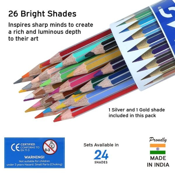 Doms 24 Colour Pencil Round Tin, Multicolor