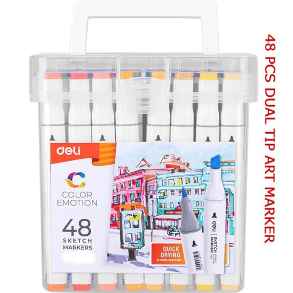 Deli 48 Pcs Instant Dry Dual Tip Art Markers