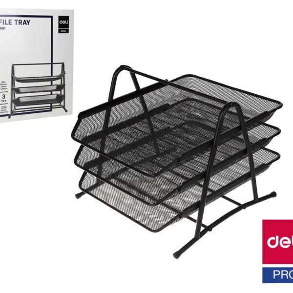 Deli	E9181 File Basket Black 3 Desk