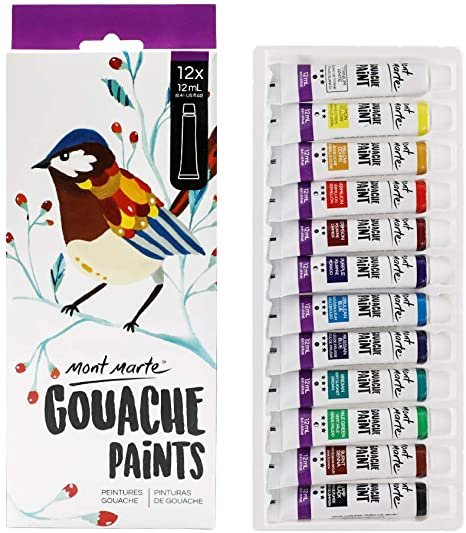 Mont Marte Gouache Paints set 12 color 12ml tubes