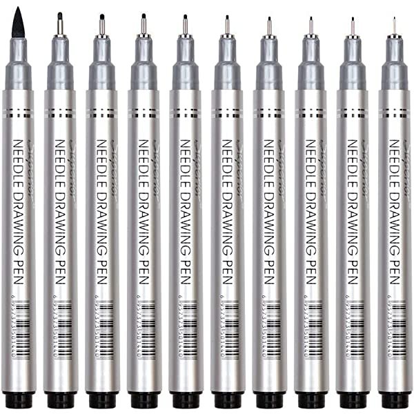 Superior Needle Drafting Pen Professional Fine liner Technical Drawing Pens Pack of 10