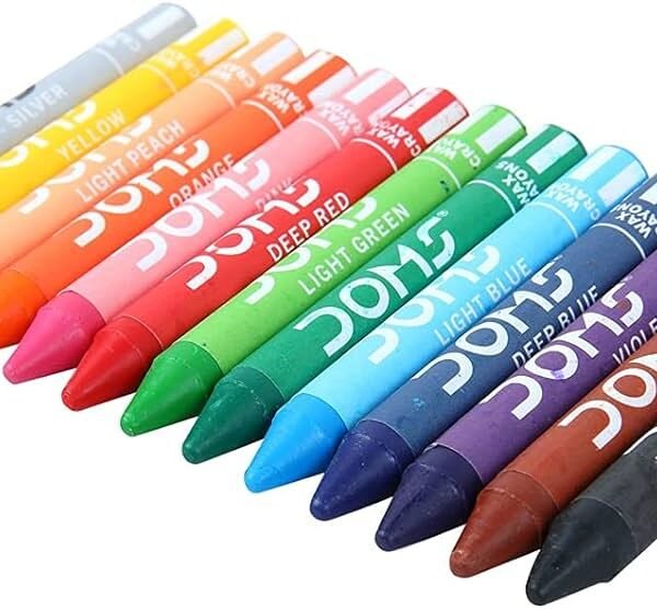 Doms 12 Shades Jumbo Wax Crayons | Smooth & Even Shading | Bright & Playful Colors | Free Silver Crayon Inside | Non-Toxic & Safe for Childrens | Pack of 1