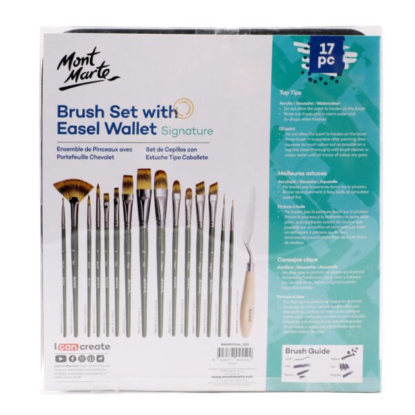 Mont Marte Artist Brushes In Easel Wallet 17pc