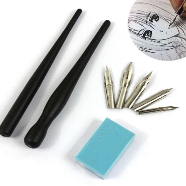 Dip Pen Set Manga Comics Art G pen set- 5 nibs 2 Body handle Anime Art Tools Cartoon Art Ink Pen