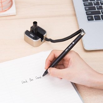 Deli E6797 Desk Pen with stand (Black)