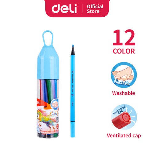 Deli EC10506 Water color Felt Pen 12 Colors tube