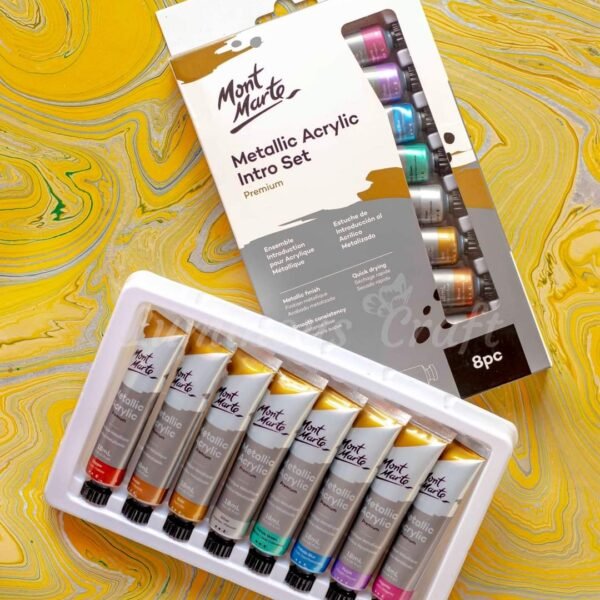 Mon marte Metallic Color Acrylic set 8 Pcs 18ml