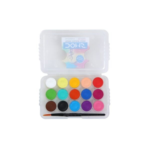 Doms Non-Toxic 15mm Water Colour Cake Set with Paint Brush and Plastic Case