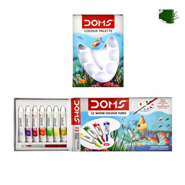 Doms Water Color Tube 12 Sheds 5ml with 1pc Brush & 1pc Color palette included - colour