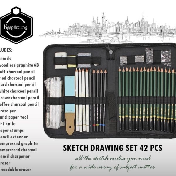 Keep Smiling Professional Sketch Kit 42 Pcs Set