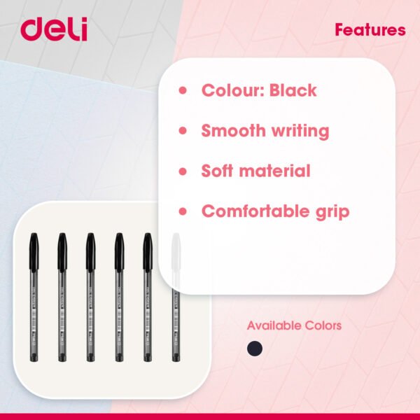 Deli EQ9-BK Ball Point Pen 10 Pcs - Black