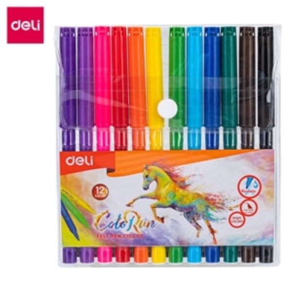 Deli C10003 Water Color Pen / Sketch Pen / Sign Pen - 12 Colour