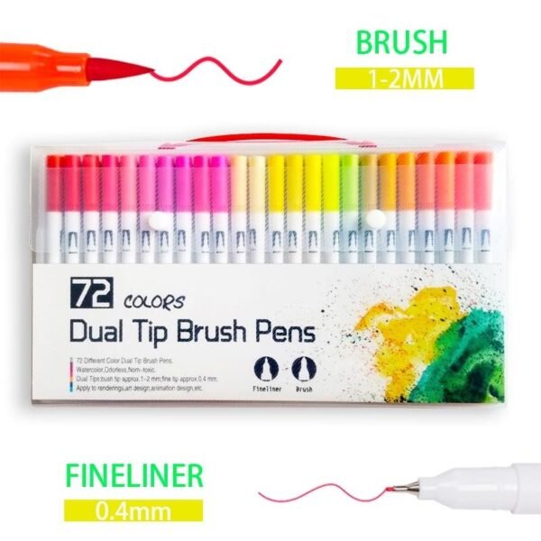 72 Pcs Dual Tip Brush Pens Art Markers Set