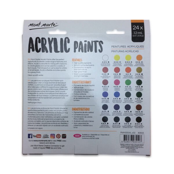 Mont Marte Acrylic Paints 12ml 24 pcs