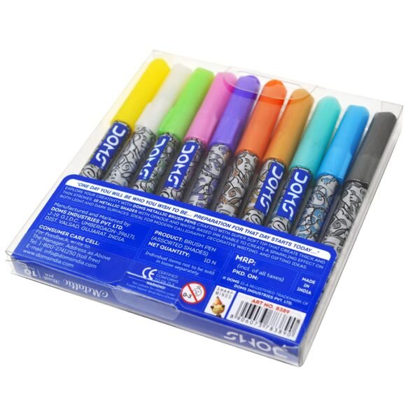 DOMS Metallic Brush Pen for art and craft 10 Assorted Shades