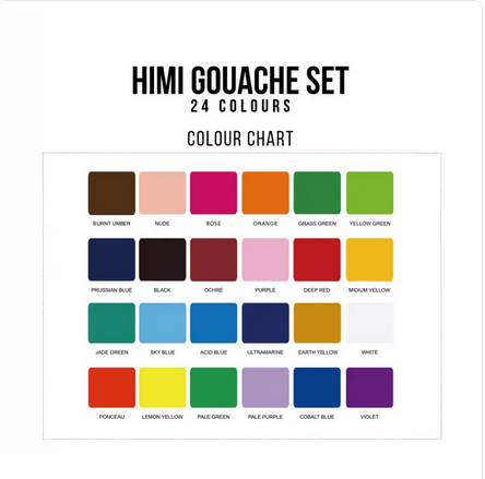 HIMI Gouache Paint 30 ml cups x 24 colours - Blue case