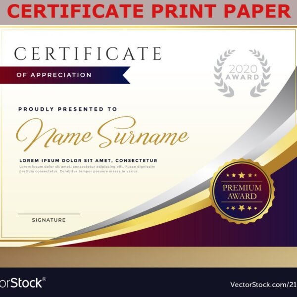 White Texture Certificate Print Paper - 15 Pcs