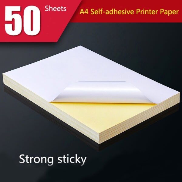 50 Sheets A4 Glossy Self Adhesive Sticker Label Paper for Laser and Inkjet Printer