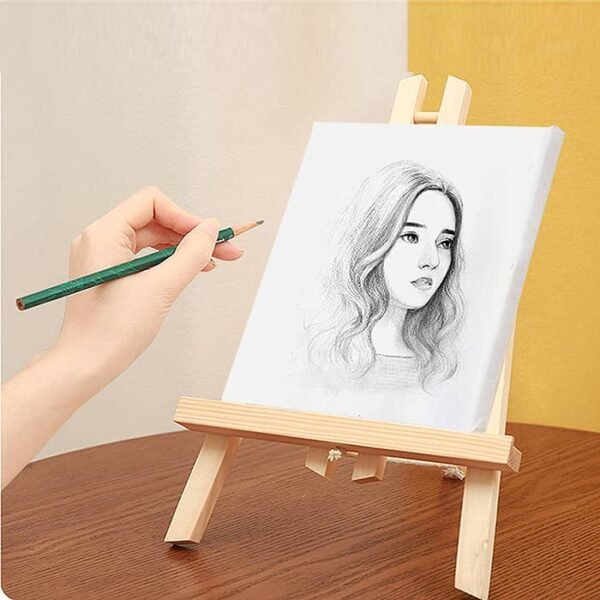 Painting white Canvas board with Easel ( 8x8 inch board and wooden easel)