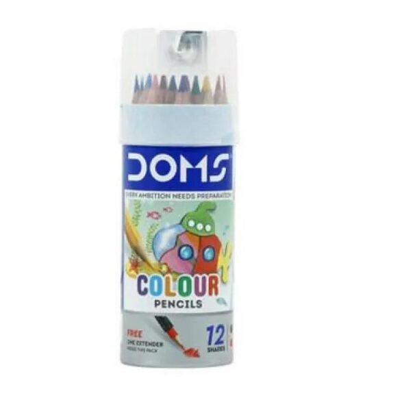 DOMS Colour Pencil 12 Shades Tin Pack – Half Size