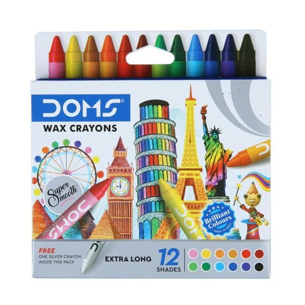 Doms Extra Long Wax Crayons 12 Shades