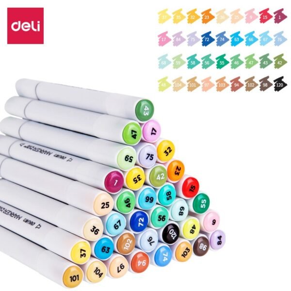 Deli 24 Colors Instant Dry Dual Tip Art Markers