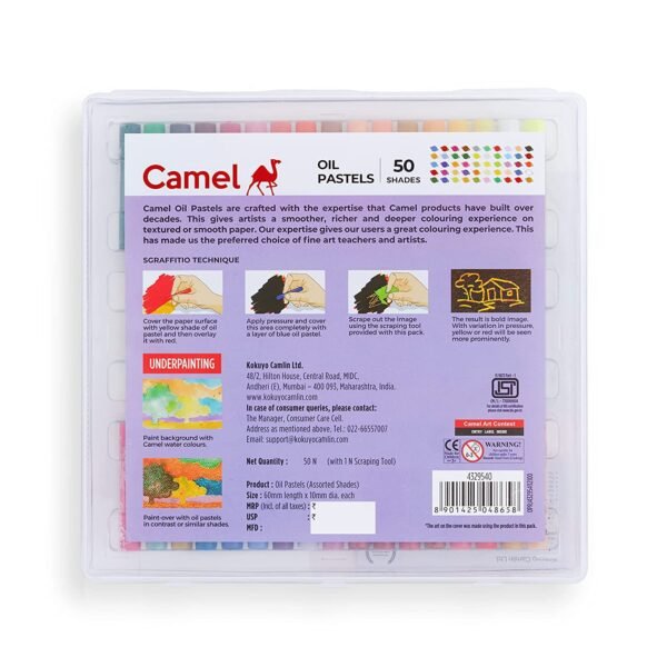 Camel Oil Pastel with Plastic Box - 50 Shades