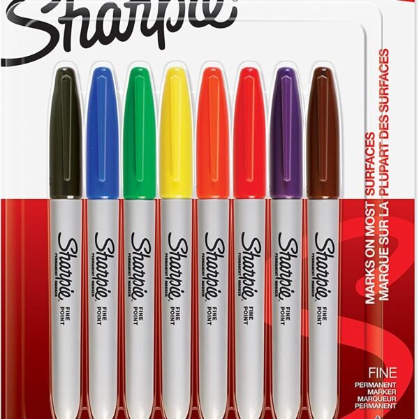 Sharpie Permanent Markers, Fine Point, 8 Pack, Assorted Colors (30217PP)