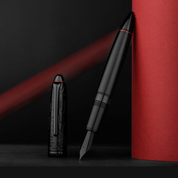Hongdian N6 Black Metal Resin Piston Fountain Pen, EF/ F/ Long Knife Nib Ink Pen