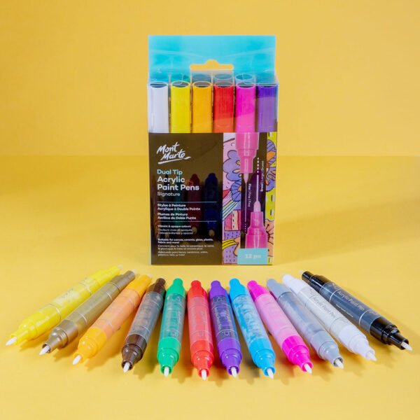 Mont Marte Acrylic Paint Pens Dual Tip Fine/Broad 12pc