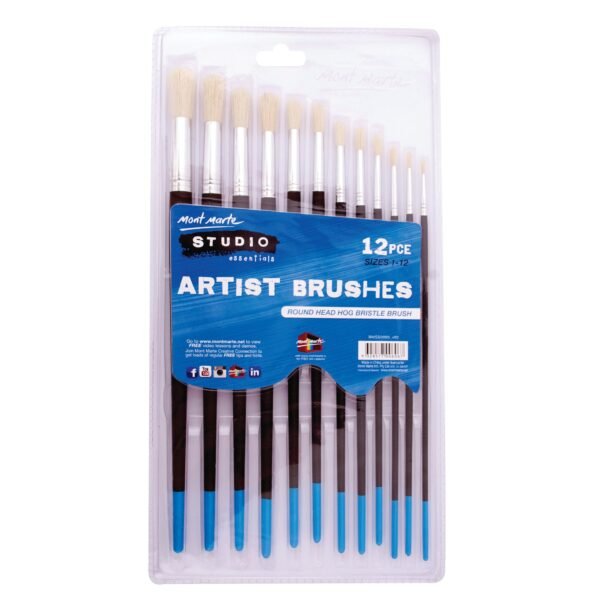 Mont Marte Studio Artist Brushes 12pc Round 1-12