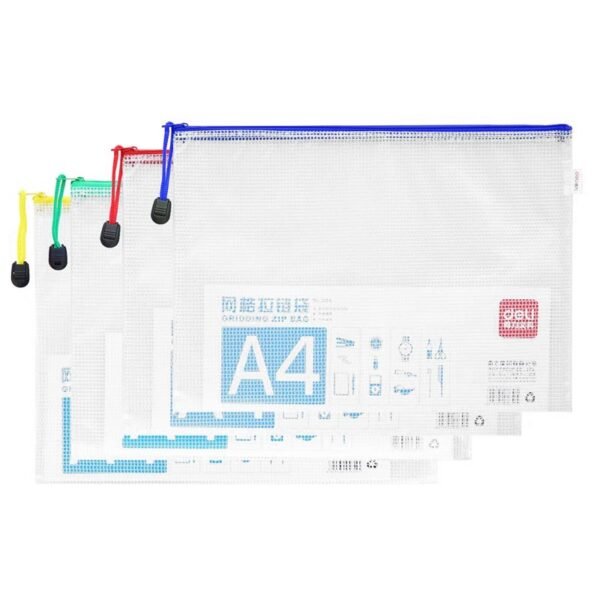 Deli E5654 PVC Mesh Zip Bag A4