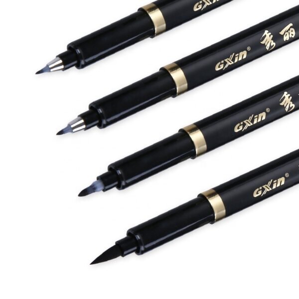 GXIN Calligraphy Pen Brush Markers  Pack of 4, Black