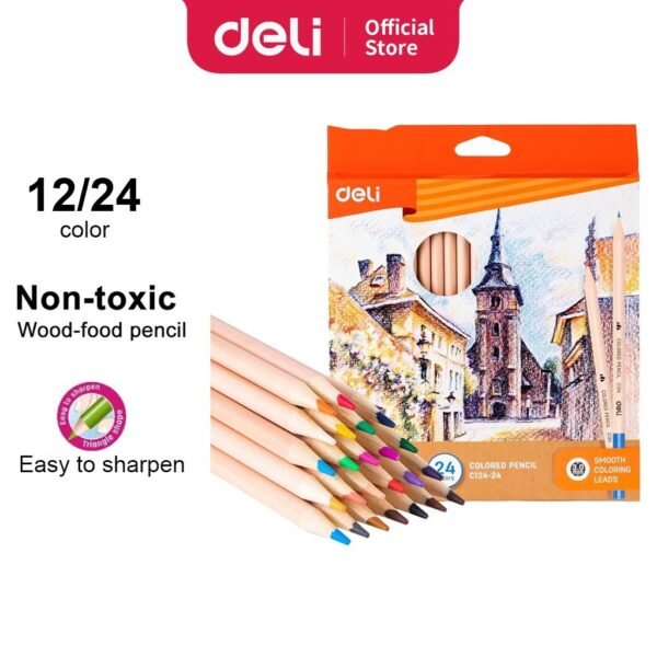 Deli CC124-24 Wood Colored Pencil 24 colors