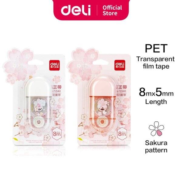 Deli 71540 cherry blossom series correction with cute girl portable with 8 meter modification with students large capacity