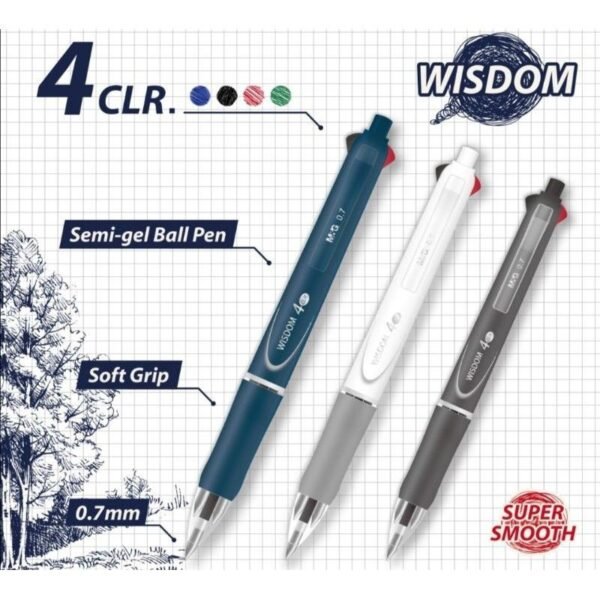 M&G Wisdom 4 Color Pen 0.7mm Semi Gel Ball Pen 1pec.