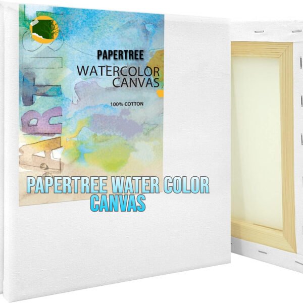 PAPERTREE Watercolor Stretched Canvas White Blank Canvases for Watercolor, Acrylic, Gouache, Tempera, Crafts & Pouring Art 10 X 10 INCH