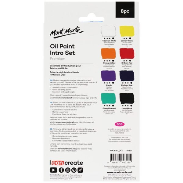 Mont Marte Oil Paint Intro Set 8pc*18ml