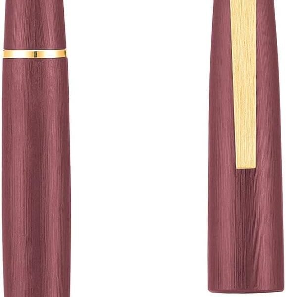 Jinhao 80 Brushed Carbon Fiber Fountain Pen 0.3mm Nib, Wine Red with Golden Clip Writing Wine Red--Golden Clip