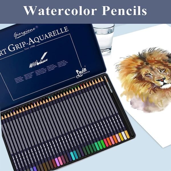 72 Pcs Giorgione Professional Watercolor Pencils Set Water Soluble Colored Pencils with Brush Metal Box