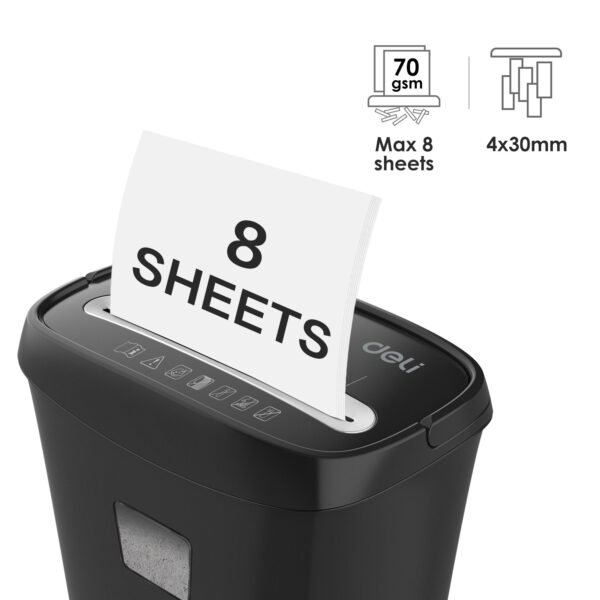 Deli E9947 8 Sheet Black Paper Shredder