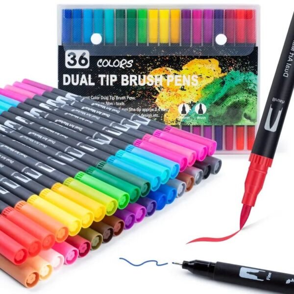 36 Colors Dual Tip Brush Pen (Black Body)